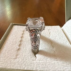 Judith Ripka Asscher Cut Diamonique CZ Ring Size 6